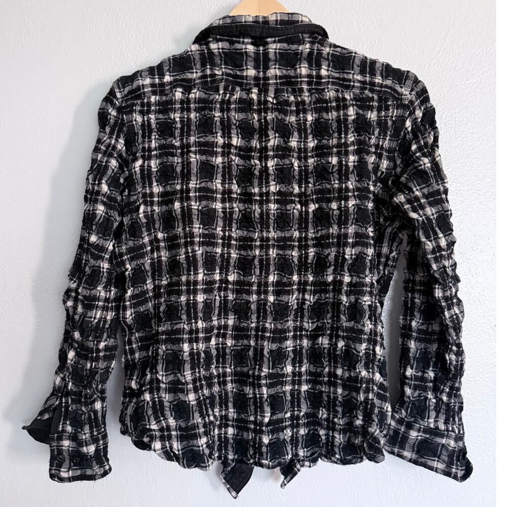 RAG & BONE black white heavy textured puckered plaid button down rugged shirt - Picture 5 of 9